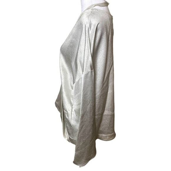NWT VALENTINO TOP 6 LONG SLEEVED HAMMERED METALLIC SILVER BLOUSE HARNESS RUNWAY - Picture 5 of 14